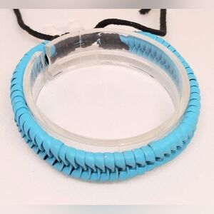 Men's Bracelet Leather Braided Turquoise New f65